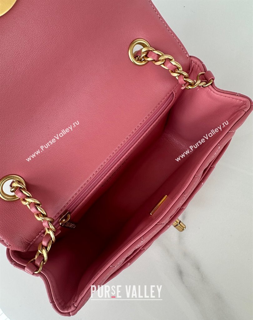 Chanel Shiny Lambskin Mini Flap Bag with Maxi CC Buckle AS5026 Pink 2024 (yezi-240927026)