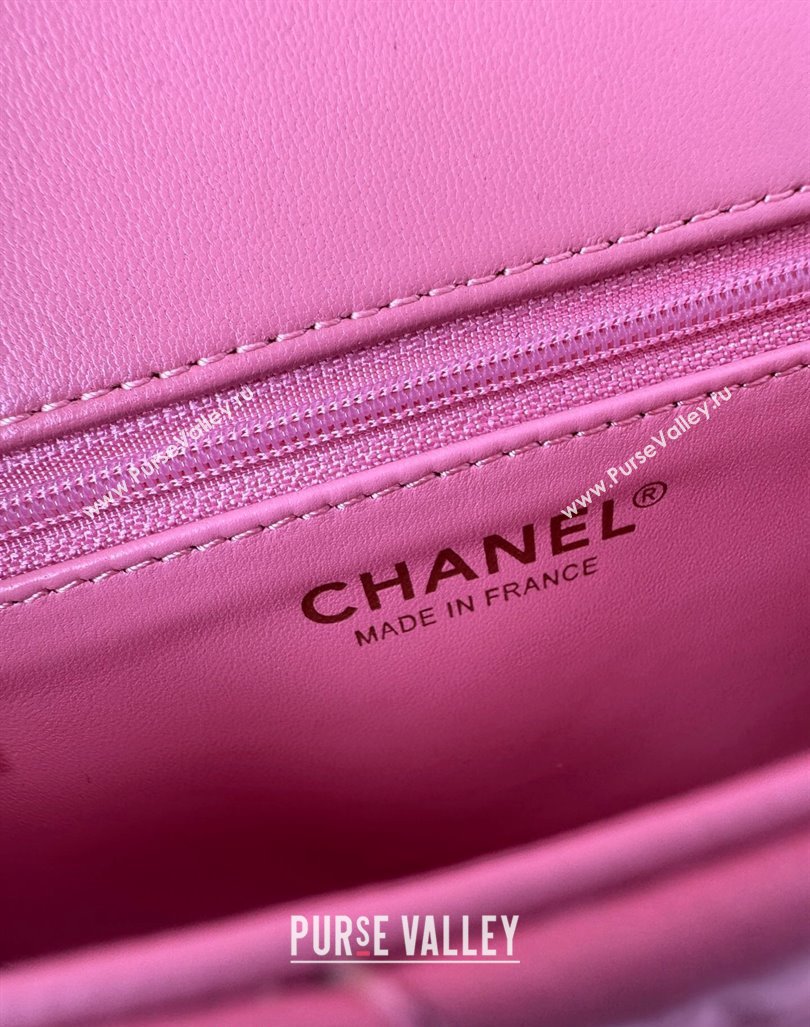 Chanel Shiny Lambskin Mini Flap Bag with Maxi CC Buckle AS5026 Pink 2024 (yezi-240927026)