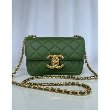 Chanel Shiny Lambskin Mini Flap Bag with Maxi CC Buckle AS5026 Green 2024 (yezi-240927027)