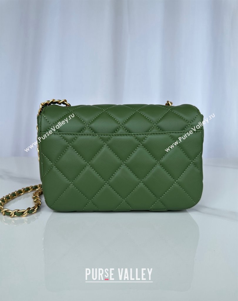 Chanel Shiny Lambskin Mini Flap Bag with Maxi CC Buckle AS5026 Green 2024 (yezi-240927027)