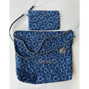 Chanel 22 Bloom Denim Small Shopping Bag AS3260 Blue 2024 (yezi-240927005)