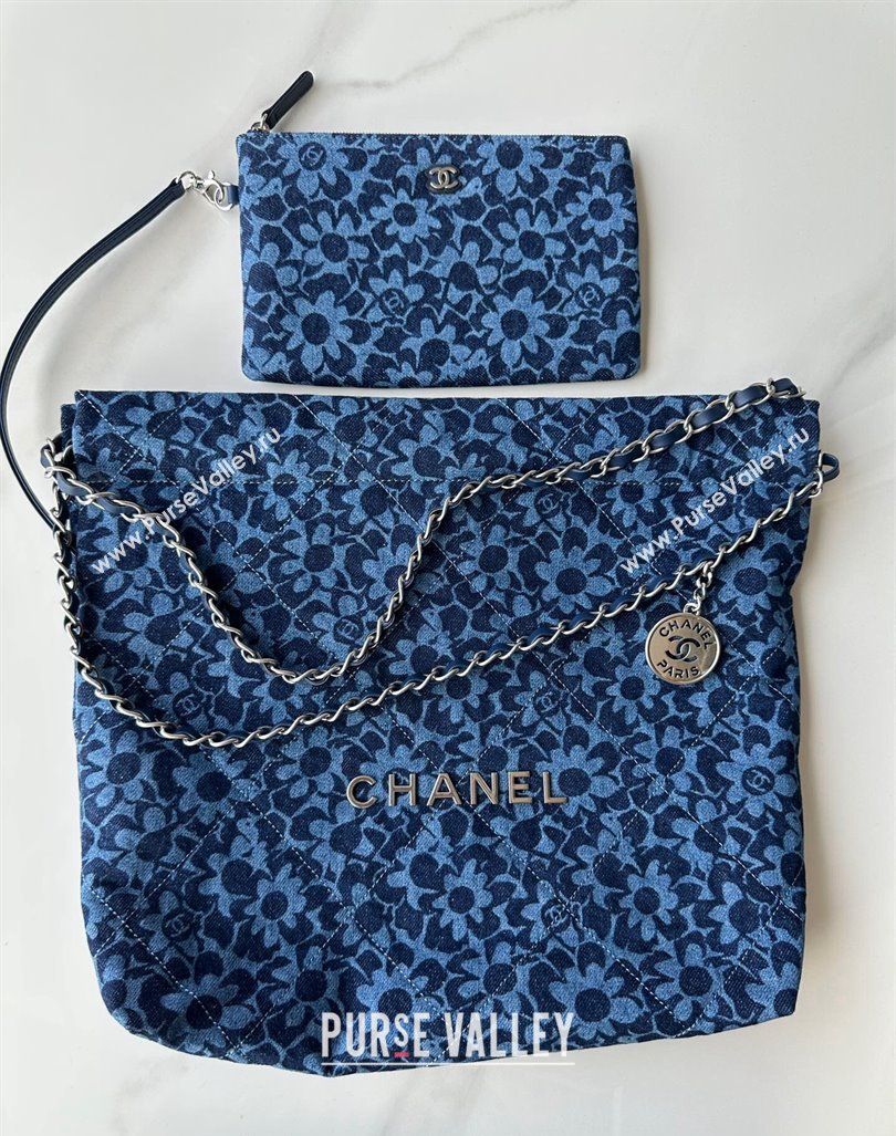 Chanel 22 Bloom Denim Small Shopping Bag AS3260 Blue 2024 (yezi-240927005)