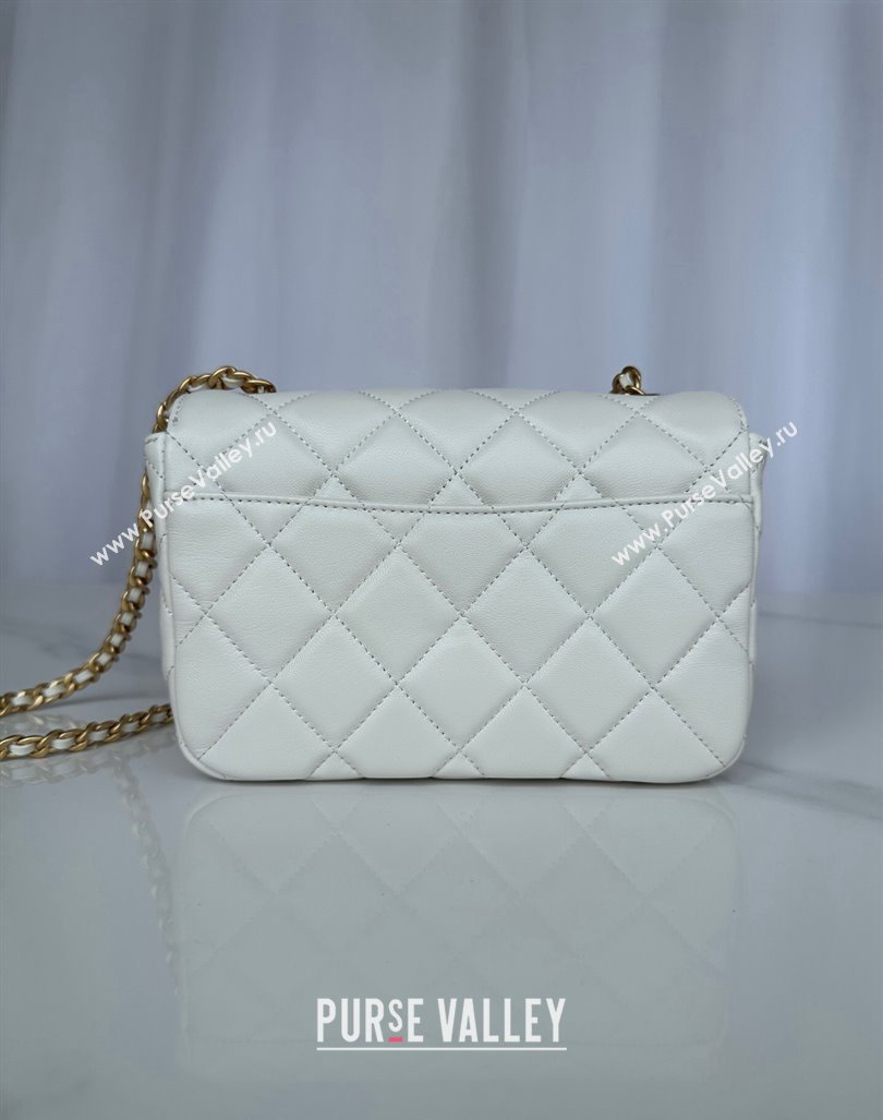 Chanel Shiny Lambskin Mini Flap Bag with Maxi CC Buckle AS5026 White 2024 (yezi-240927028)