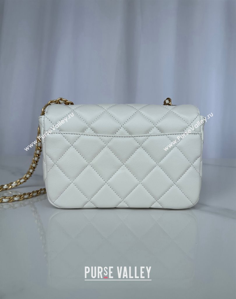 Chanel Shiny Lambskin Mini Flap Bag with Maxi CC Buckle AS5026 White 2024 (yezi-240927028)