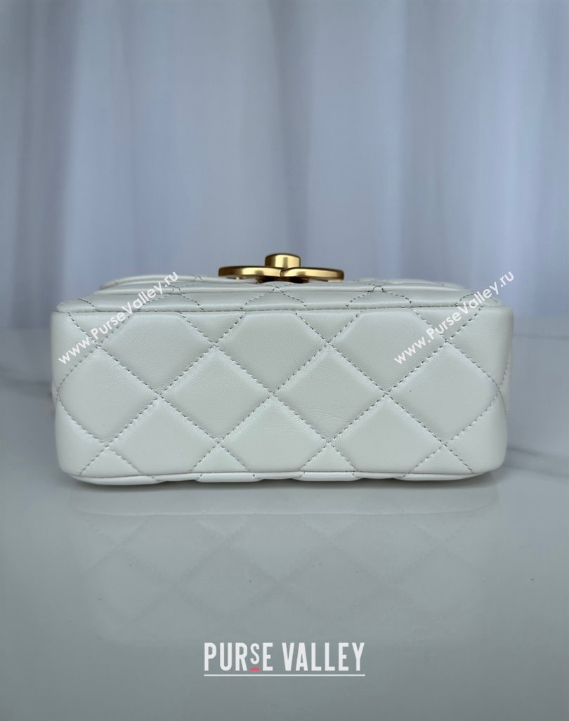 Chanel Shiny Lambskin Mini Flap Bag with Maxi CC Buckle AS5026 White 2024 (yezi-240927028)