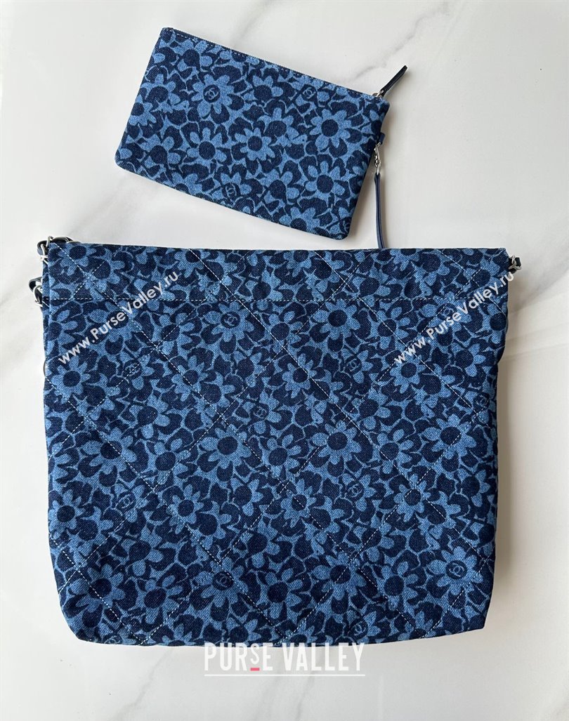 Chanel 22 Bloom Denim Small Shopping Bag AS3260 Blue 2024 (yezi-240927005)