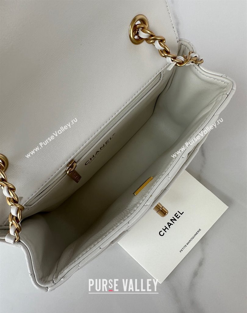 Chanel Shiny Lambskin Mini Flap Bag with Maxi CC Buckle AS5026 White 2024 (yezi-240927028)