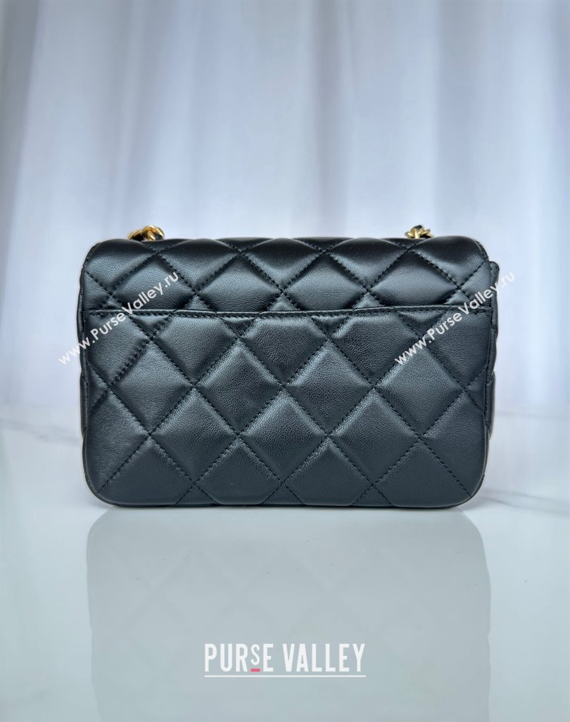 Chanel Shiny Lambskin Mini Flap Bag with Maxi CC Buckle AS5026 Black 2024 (yezi-240927029)