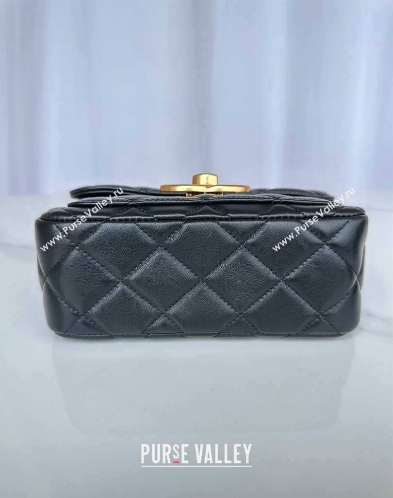 Chanel Shiny Lambskin Mini Flap Bag with Maxi CC Buckle AS5026 Black 2024 (yezi-240927029)