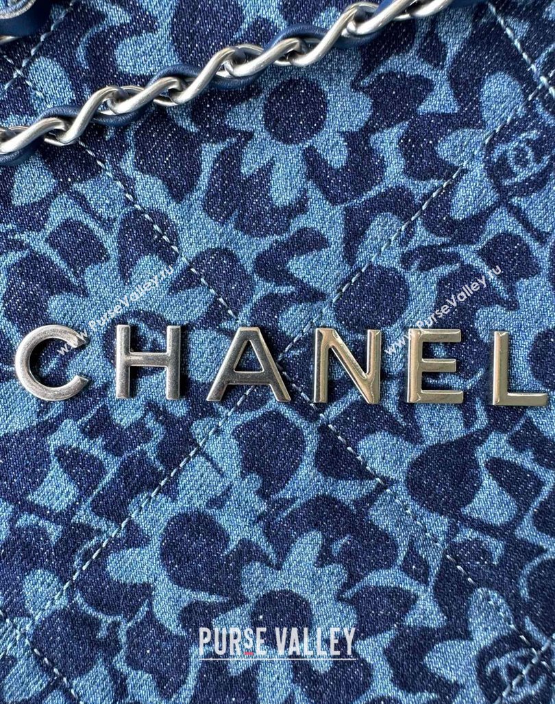 Chanel 22 Bloom Denim Small Shopping Bag AS3260 Blue 2024 (yezi-240927005)