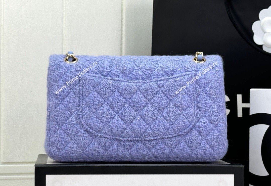 Chanel Classic Tweed Medium Flap Bag A01112 Light Purple 2024 (yezi-240926087)