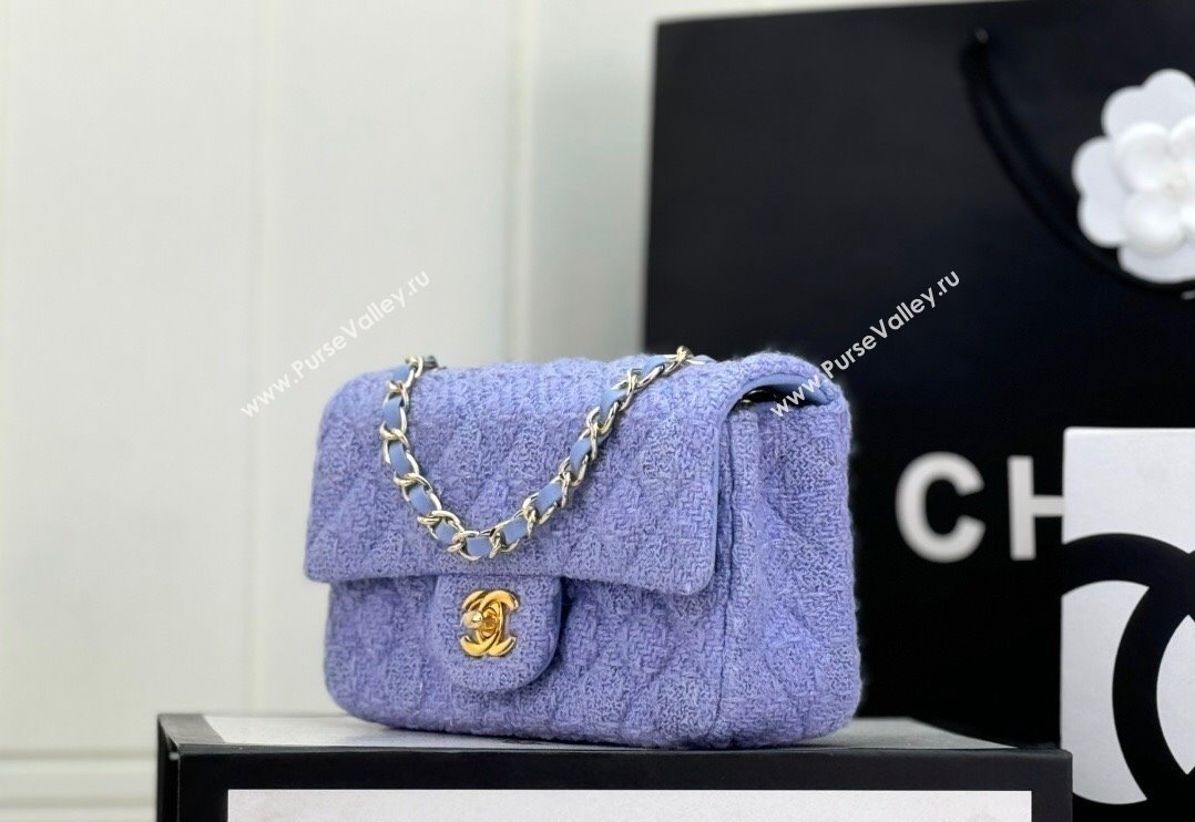 Chanel Classic Tweed Mini Flap Bag A69900 Light Purple 2024 (yezi-240926088)