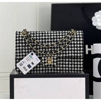 Chanel Classic Hounstooth Tweed Medium Flap Bag A01112 White/Black 2024 (yezi-240926089)