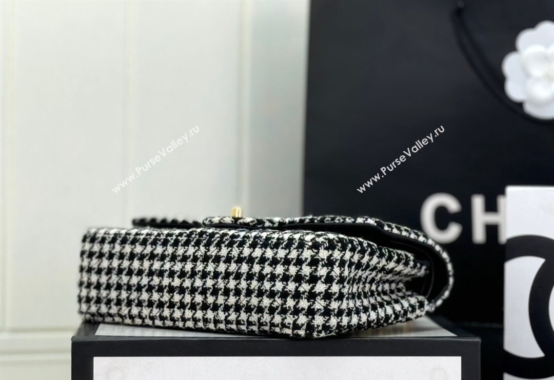 Chanel Classic Hounstooth Tweed Medium Flap Bag A01112 White/Black 2024 (yezi-240926089)