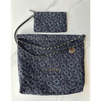 Chanel 22 Bloom Denim Shopping Bag AS3261 Grey/Black 2024 (yezi-240927004)