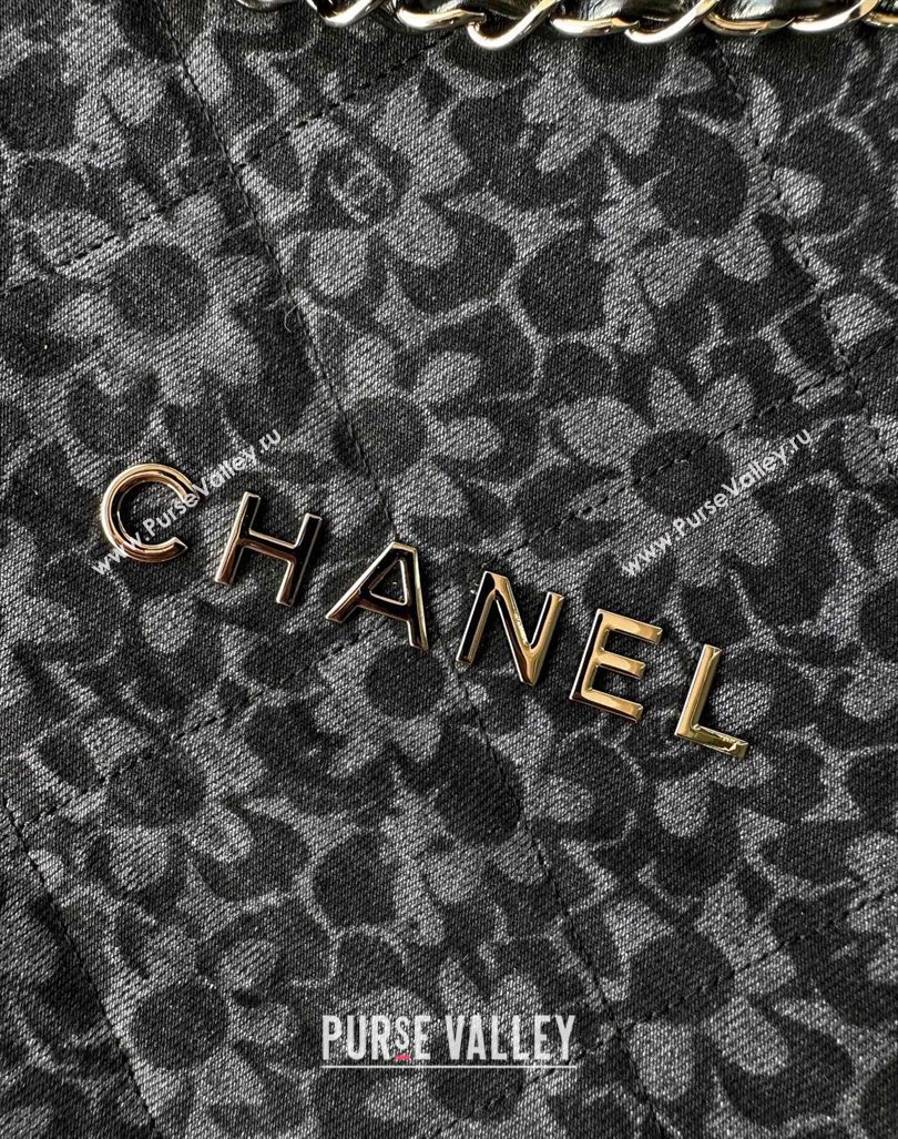 Chanel 22 Bloom Denim Shopping Bag AS3261 Grey/Black 2024 (yezi-240927004)