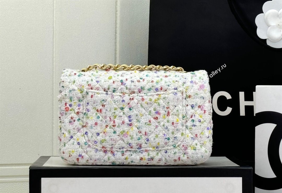 Chanel Classic Hounstooth Tweed Mini Flap Bag A69900 White/Multicolor 2024 (yezi-240926092)