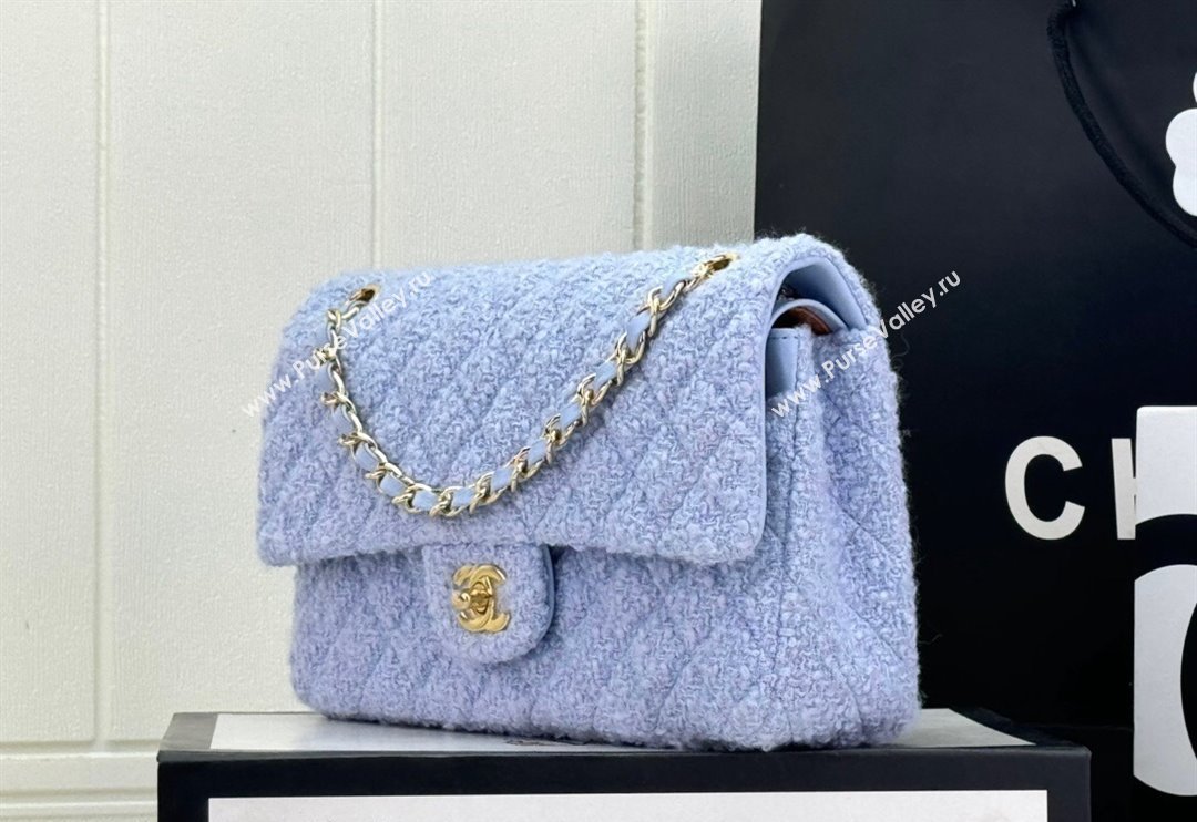 Chanel Classic Tweed Medium Flap Bag A01112 Pale Purple 2024 (yezi-240926093)