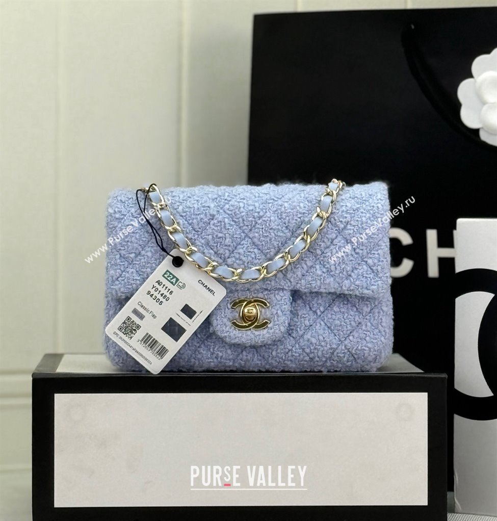 Chanel Classic Tweed Mini Flap Bag A69900 Pale Purple 2024 (yezi-240926094)