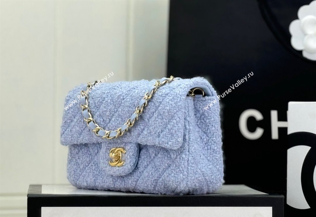 Chanel Classic Tweed Mini Flap Bag A69900 Pale Purple 2024 (yezi-240926094)