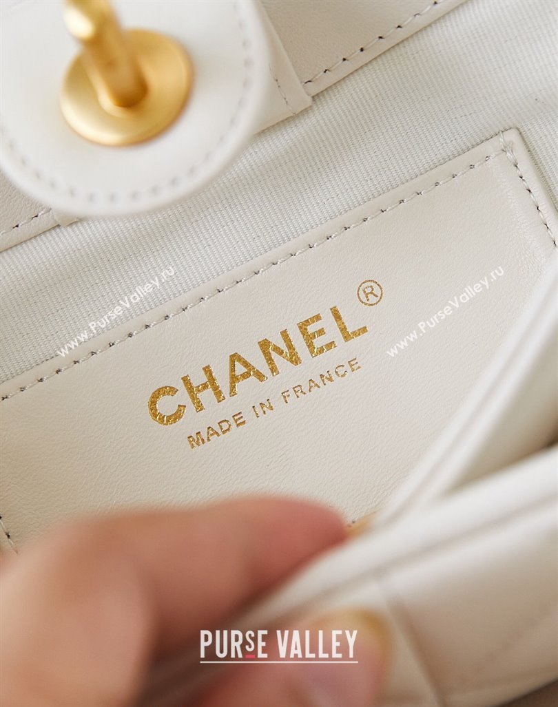 Chanel Calfskin Crossbody Mini bag with Metal-Tone and Pearls White 2024 AS4949 (yezi-240927032)