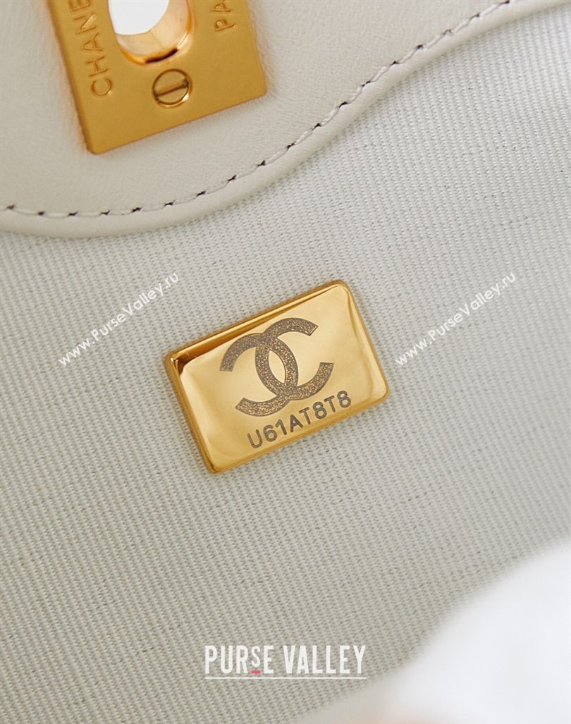 Chanel Calfskin Crossbody Mini bag with Metal-Tone and Pearls White 2024 AS4949 (yezi-240927032)