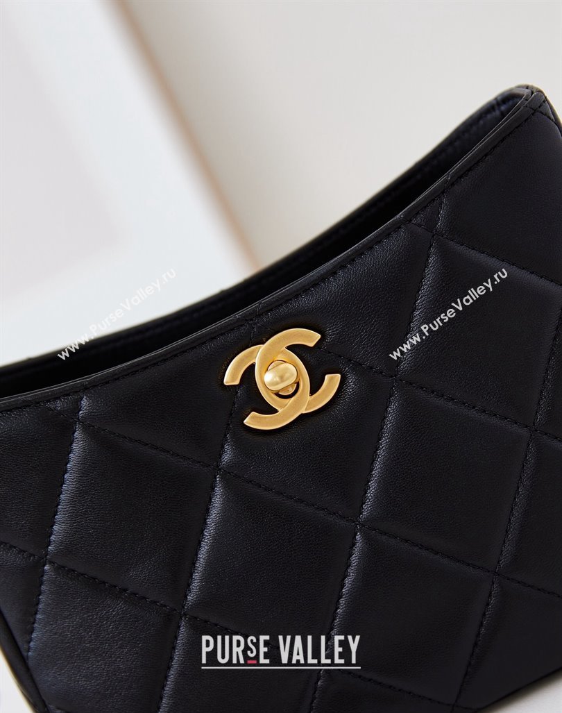 Chanel Calfskin Crossbody Mini bag with Metal-Tone and Pearls Black 2024 AS4949 (yezi-240927033)