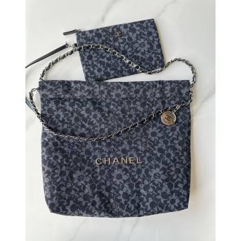 Chanel 22 Bloom Denim Small Shopping Bag AS3260 Grey/Black 2024 (yezi-240927006)