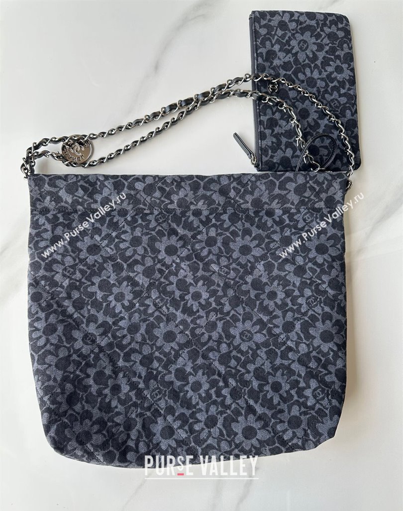 Chanel 22 Bloom Denim Small Shopping Bag AS3260 Grey/Black 2024 (yezi-240927006)