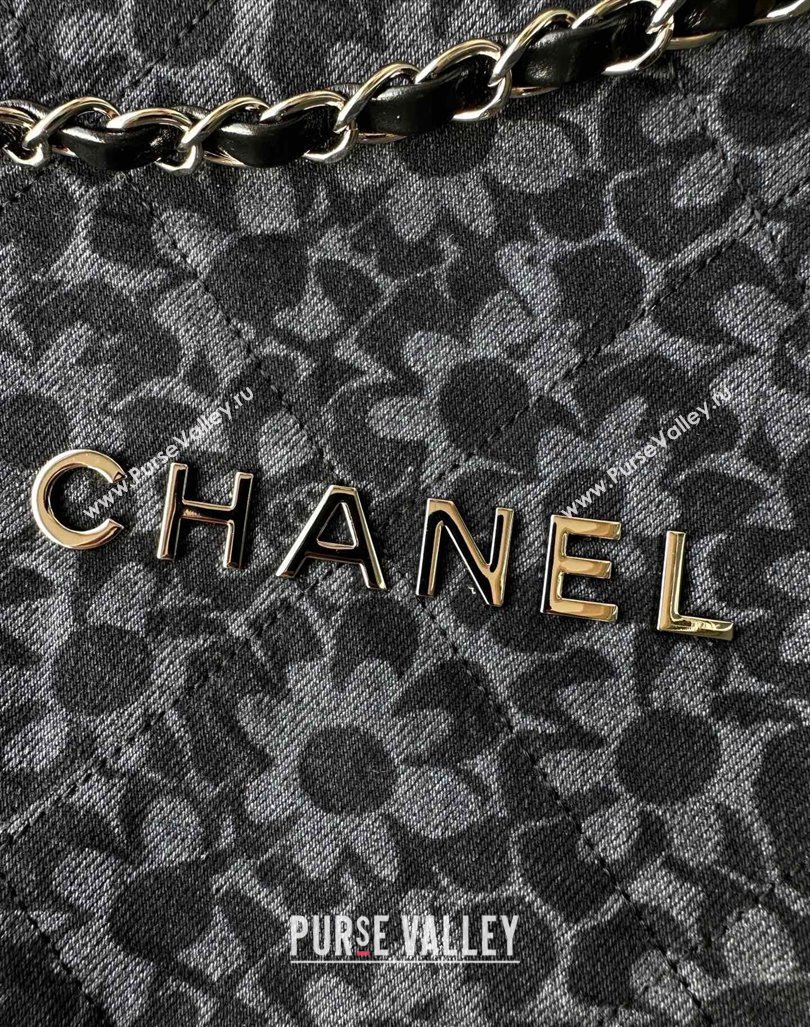 Chanel 22 Bloom Denim Small Shopping Bag AS3260 Grey/Black 2024 (yezi-240927006)