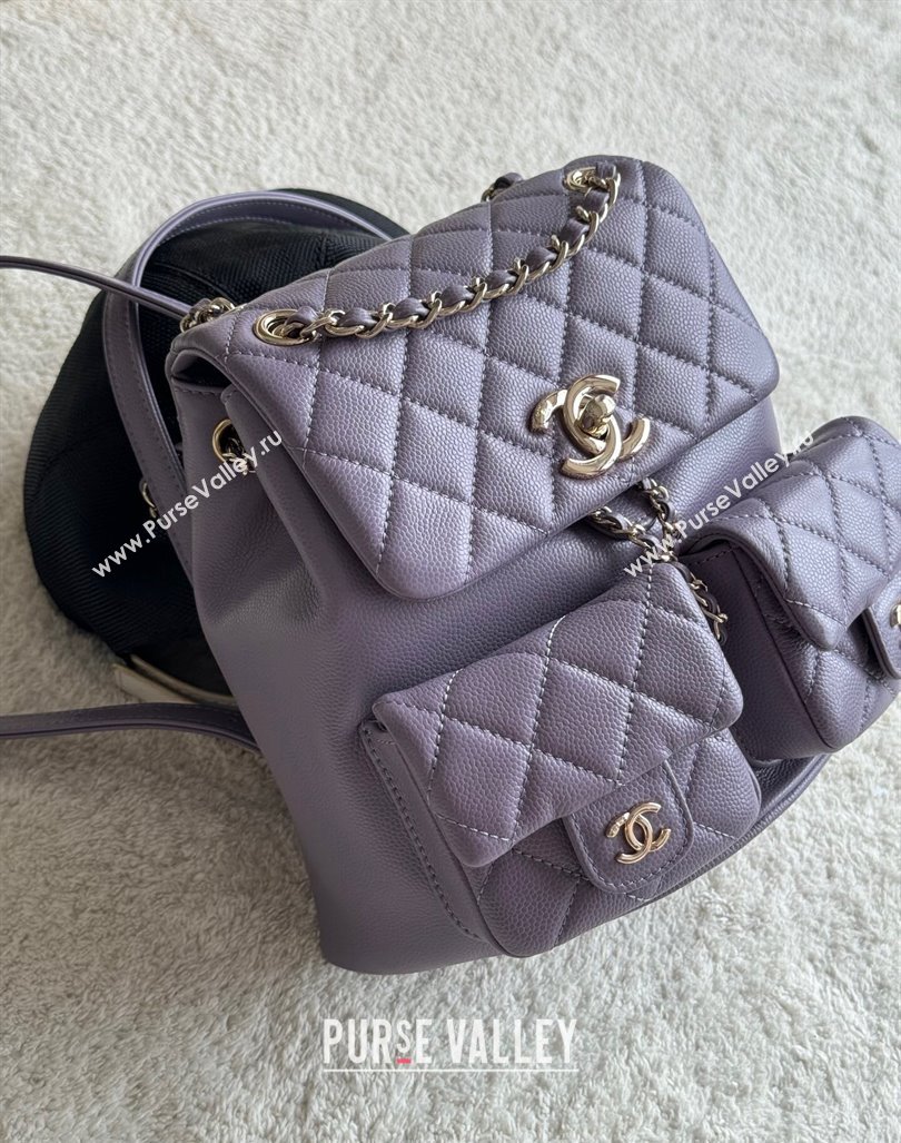 Chanel Grained Calfskin Backpack Bag AS3860 Light Purple 2024 (yezi-240926062)