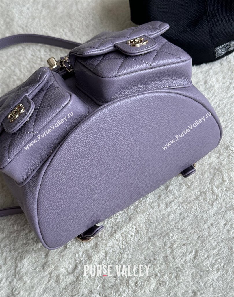 Chanel Grained Calfskin Backpack Bag AS3860 Light Purple 2024 (yezi-240926062)