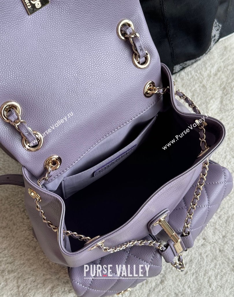 Chanel Grained Calfskin Backpack Bag AS3860 Light Purple 2024 (yezi-240926062)