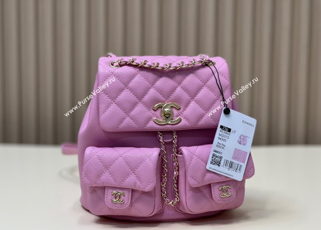 Chanel Grained Calfskin Backpack Bag AS3860 Purple Pink 2024 (yezi-240926064)