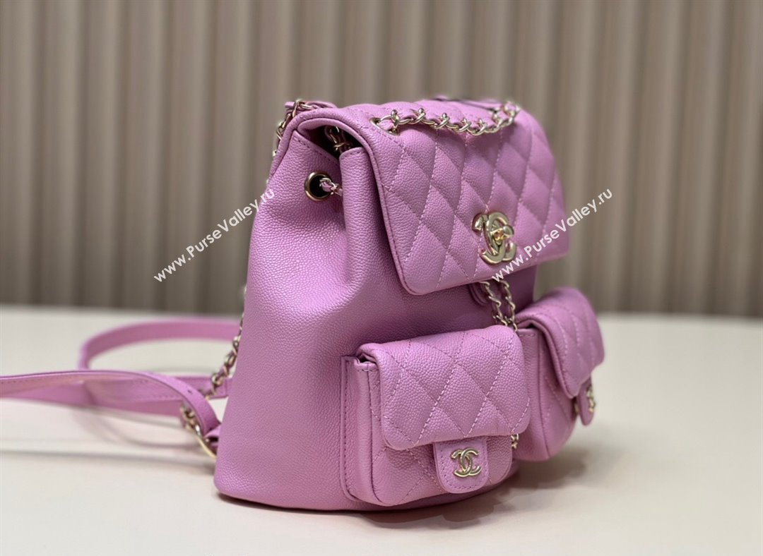 Chanel Grained Calfskin Backpack Bag AS3860 Purple Pink 2024 (yezi-240926064)