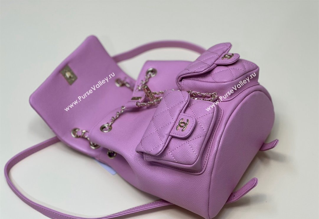 Chanel Grained Calfskin Backpack Bag AS3860 Purple Pink 2024 (yezi-240926064)