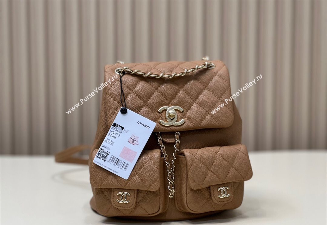 Chanel Grained Calfskin Backpack Bag AS3860 Light Brown 2024 (yezi-240926065)