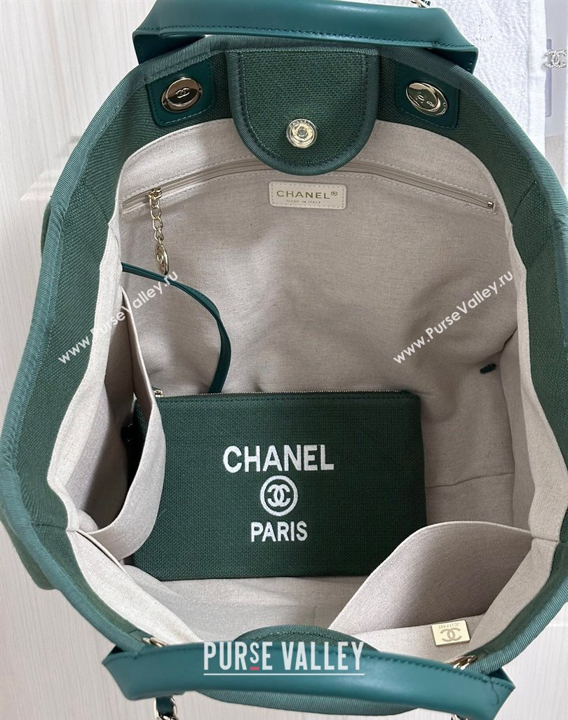 Chanel Deauville Cotton Calfskin Large Shopping Bag Olive Green 2024 (yezi-240927001)