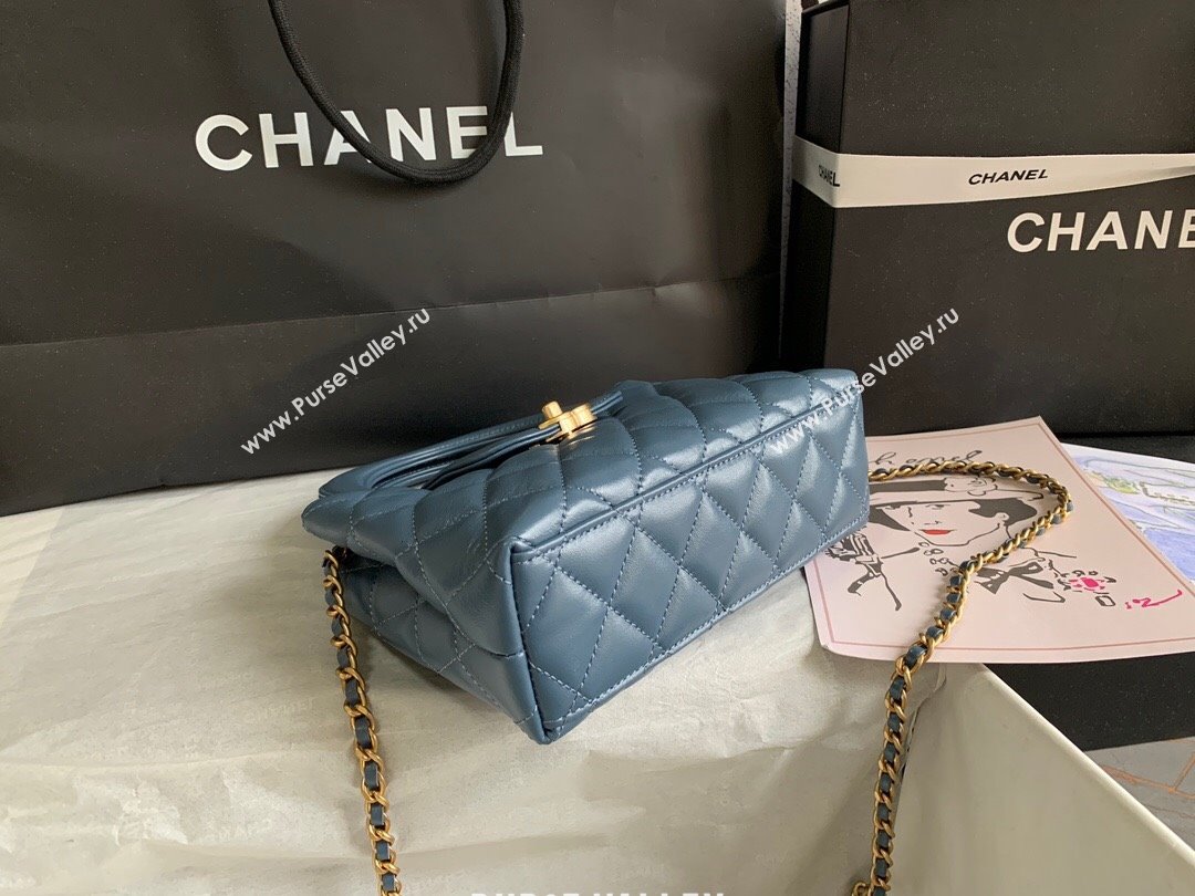 Chanel Shiny Calfskin Mini Shopping Bag AS4416 Dark Blue 2024 (yingf-240927056)