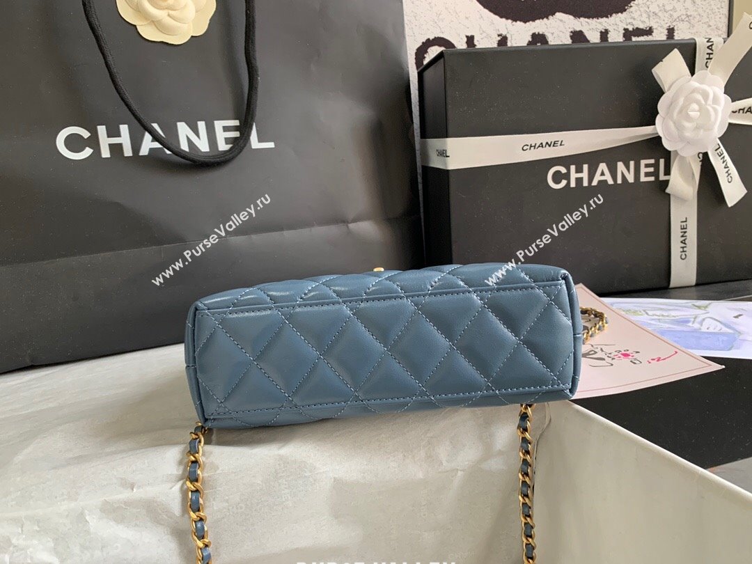 Chanel Shiny Calfskin Mini Shopping Bag AS4416 Dark Blue 2024 (yingf-240927056)