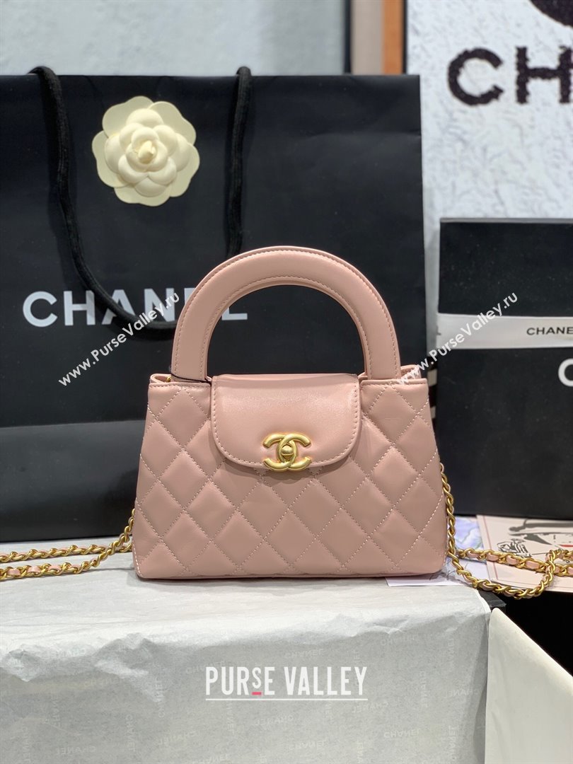 Chanel Shiny Calfskin Mini Shopping Bag AS4416 Nude Pink 2024 (yingf-240927059)