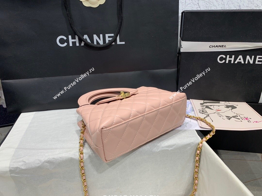 Chanel Shiny Calfskin Mini Shopping Bag AS4416 Nude Pink 2024 (yingf-240927059)