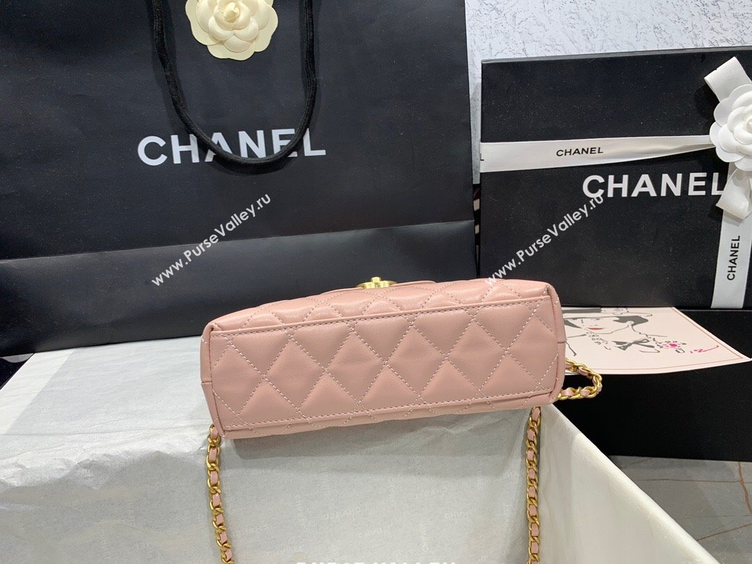 Chanel Shiny Calfskin Mini Shopping Bag AS4416 Nude Pink 2024 (yingf-240927059)