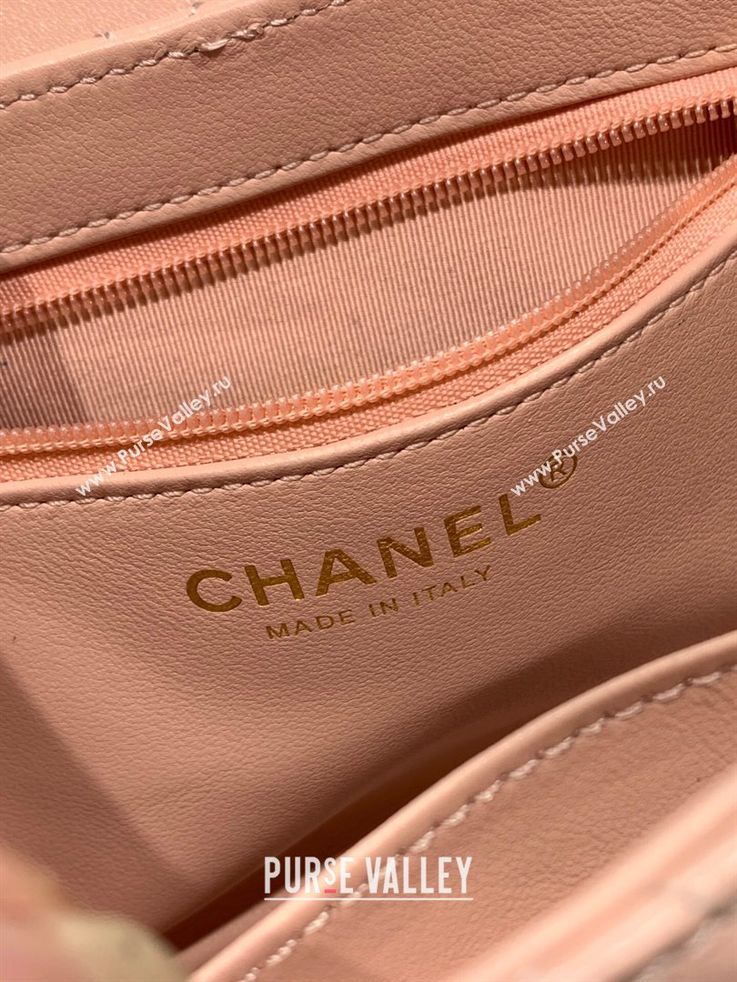 Chanel Shiny Calfskin Mini Shopping Bag AS4416 Nude Pink 2024 (yingf-240927059)