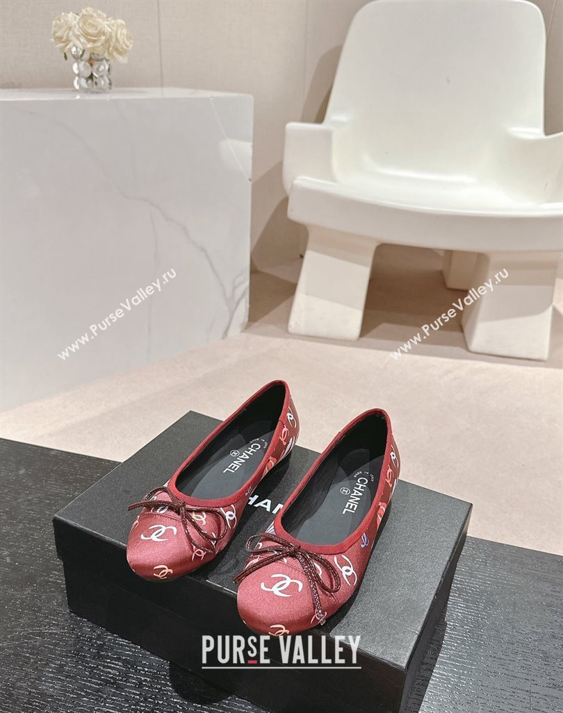 Chanel Classic Printed Grosgrain Ballet Flat with Bow Red 2024 CH101702 (MD-241017016)