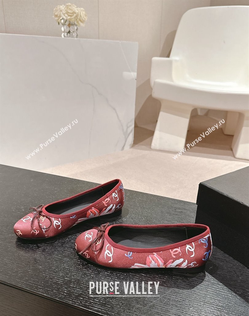 Chanel Classic Printed Grosgrain Ballet Flat with Bow Red 2024 CH101702 (MD-241017016)