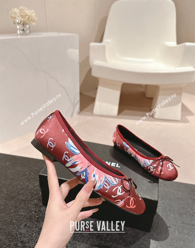 Chanel Classic Printed Grosgrain Ballet Flat with Bow Red 2024 CH101702 (MD-241017016)