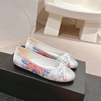 Chanel Classic Printed Grosgrain Ballet Flat with Bow White 2024 CH101702 (MD-241017017)