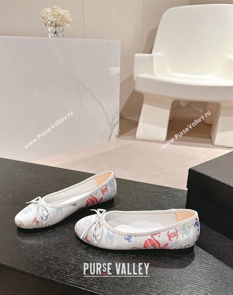 Chanel Classic Printed Grosgrain Ballet Flat with Bow White 2024 CH101702 (MD-241017017)