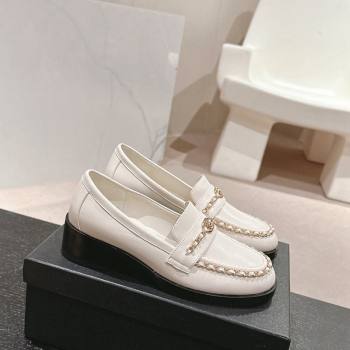 Chanel Calfskin Loafers with Chain White 2024 CH101705 (MD-241017025)